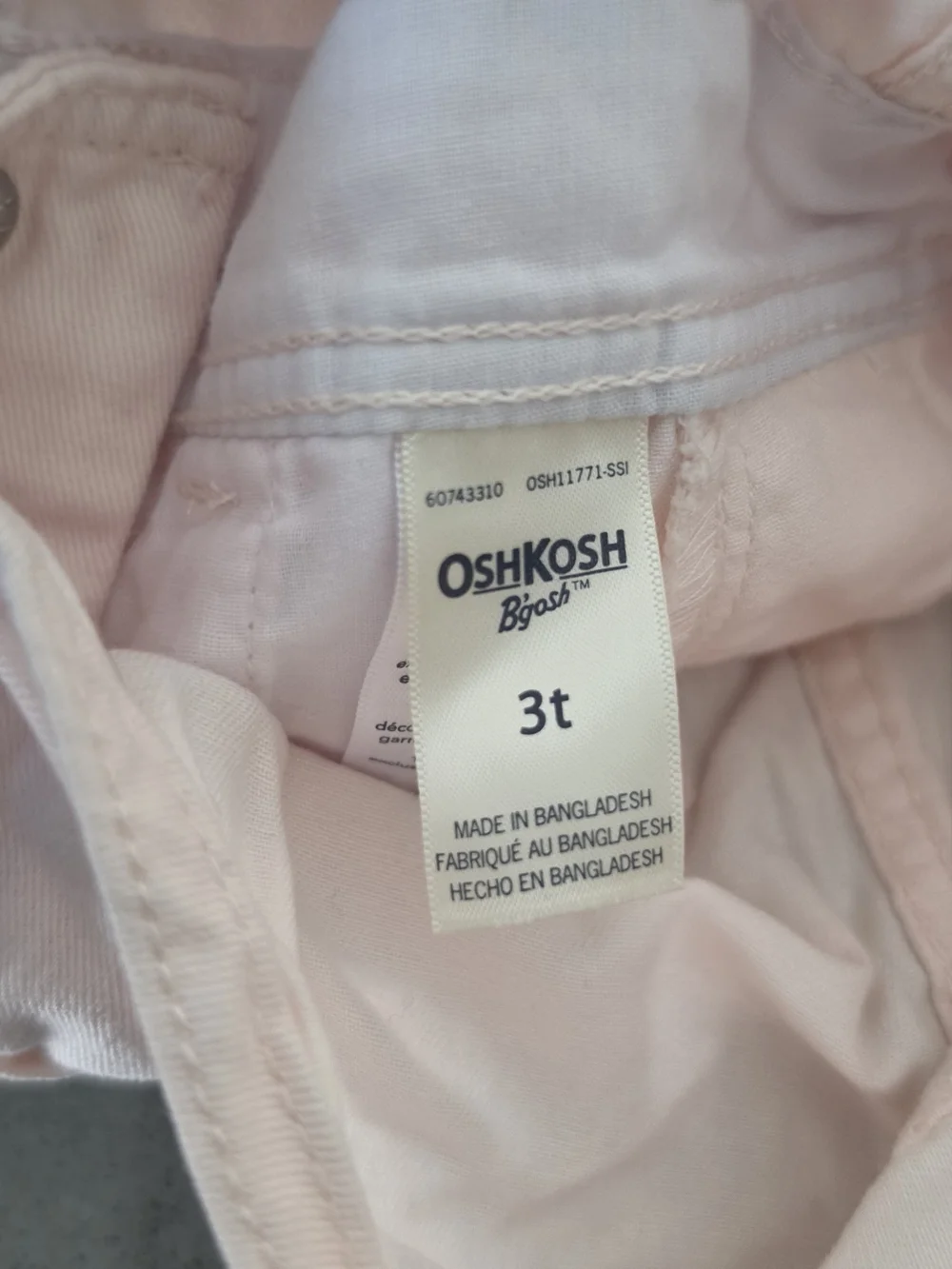 OshKosh B'gosh Pale Pink Girls' Heart-Pocket Overalls